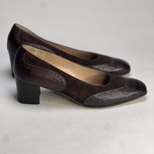 Salvatore Ferragamo Brown Suede/Leather Pumps Sz 7.5 AAA